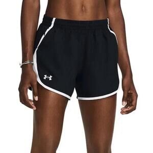 New Under Armour Women's Fly by 3" Shorts Black White Reflective XL